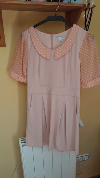 Vestido Kling rosa lunares - Talla S