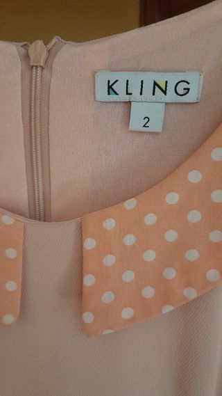 Vestido Kling rosa lunares - Talla S