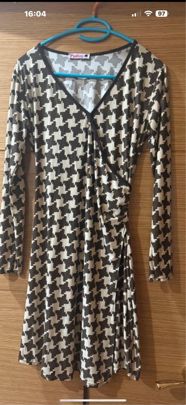 Abito Pinkiss con stampa pied de poule