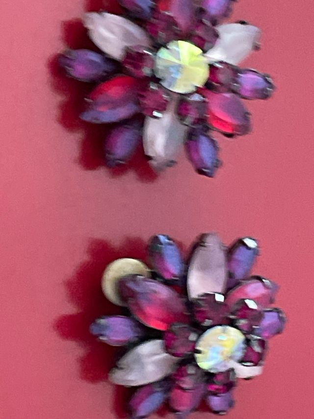 Orecchini vintage floreali rosa e viola