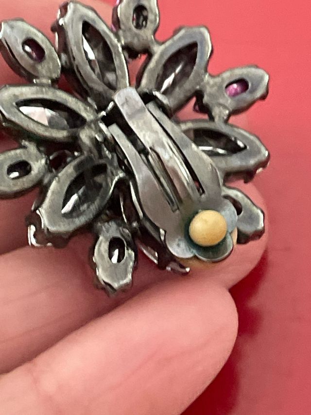 Orecchini vintage floreali rosa e viola