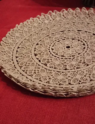 4 Posaplatos, individual estilo ganchillo, rígido