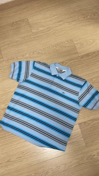 Polo vintage Lacoste original - Rayas azul cielo, 