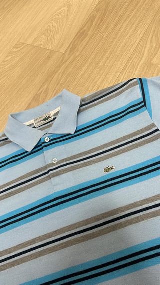 Polo vintage Lacoste original - Rayas azul cielo, 