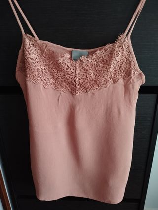 Top rosa encaje tirantes