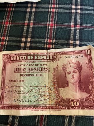 Billete 10 Pesetas España 1935