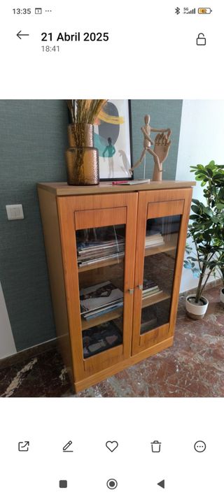 Vitrina madera con puertas de cristal