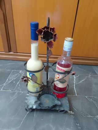 Portabottiglie posacenere ferro battuto vintage 