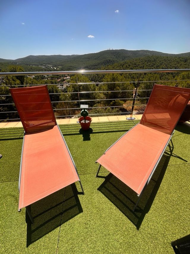 Tumbonas naranjas metalicas abatibles