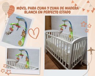Cuna bebé madera haya blanca + accesorios