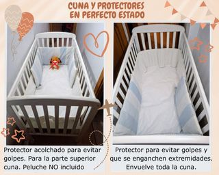 Cuna bebé madera haya blanca + accesorios