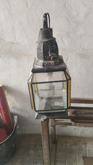 Lámpara techo vintage metal y cristal