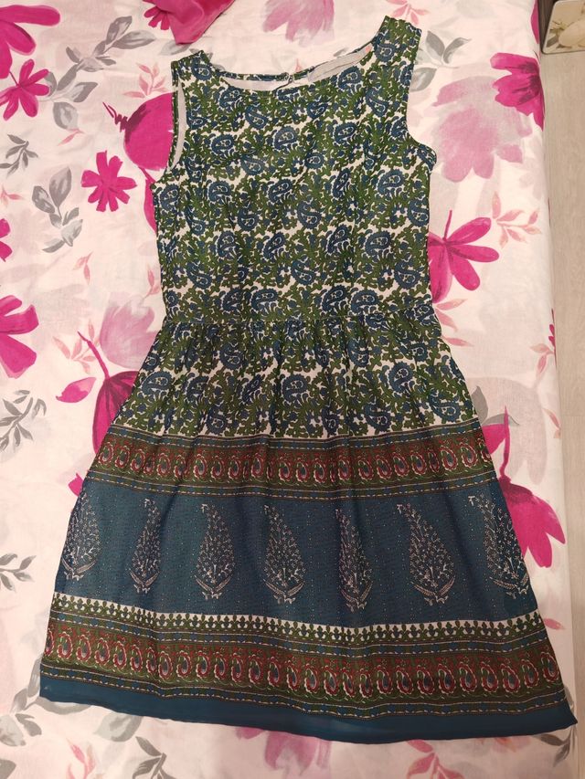 Vestido estampado verde agua