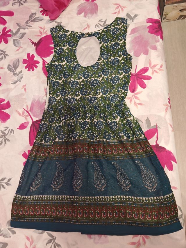 Vestido estampado verde agua