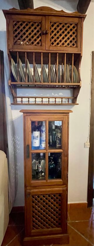 Vitrina y platero madera - cocina