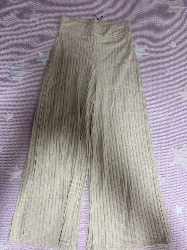 Pantalones culotte Stradivarius beige talla S