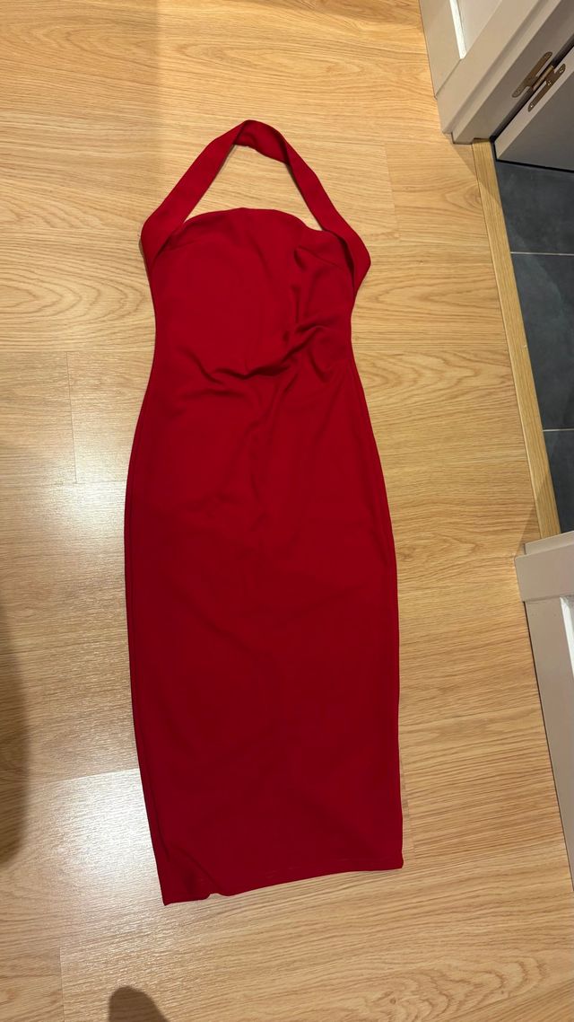 Vestido midi rojo halter