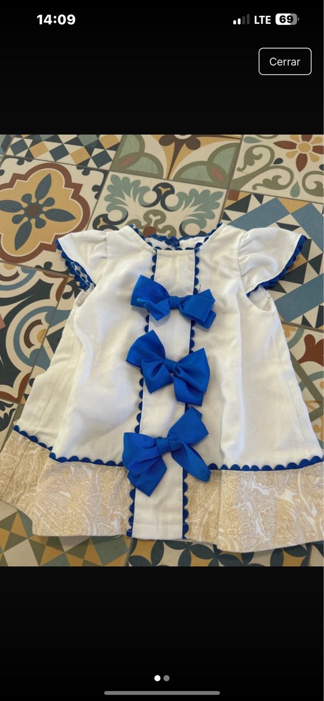 Lote ropa bebé niña: vestido y gorro y cubrepañal