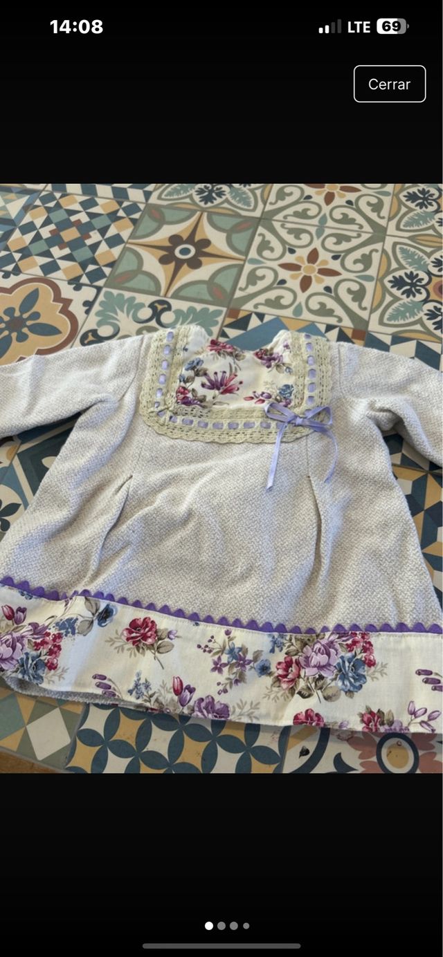 Lote ropa bebé niña: vestido y gorro y cubrepañal