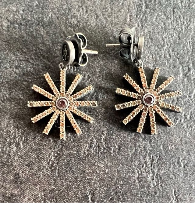 Pendientes joyería SUNFIELD - Plata y Marrón