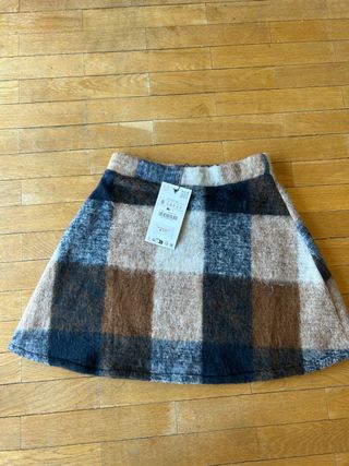 Mini falda cuadros Zara otoño marron 