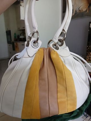 Borsa vintage bianca e gialla