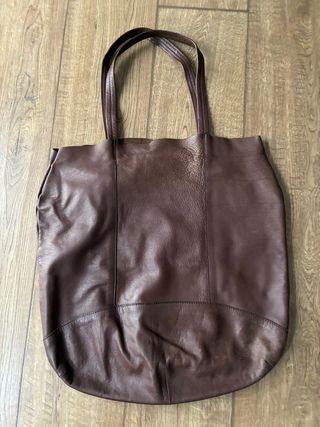 Bolsa tote cuero marrón