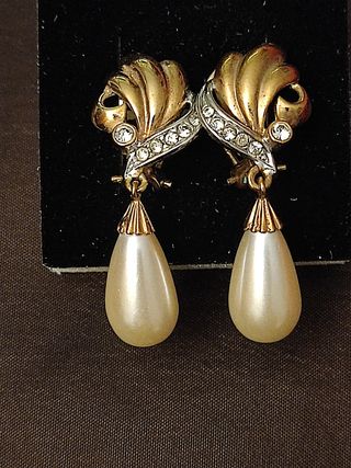 Pendientes perlas dorados antiguos