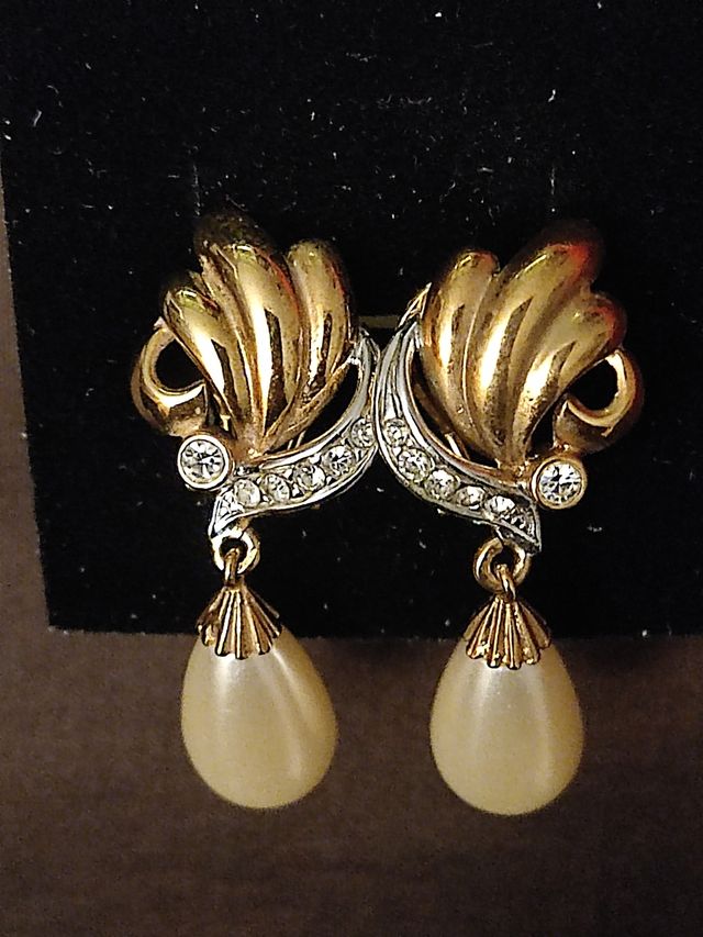 Pendientes perlas dorados antiguos