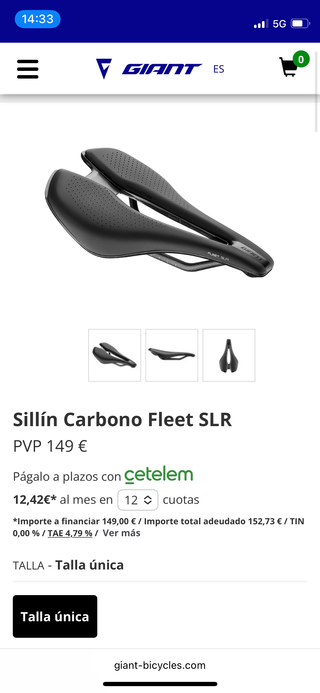 Sillín carbono Giant Fleet SLR
