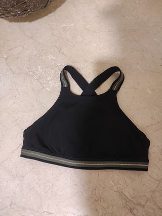 Top bikini negro - Verde oliva