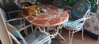 Mesa terraza + 4 sillas - piedra