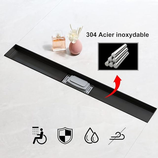 Canalina doccia 80 cm .Scarico nero