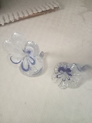 2 Fiori Vetro Dipinti a Mano