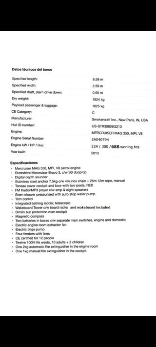 Barco Starcraft 2212FGD I / O SCX 220 Con amarre