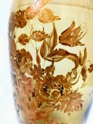 Jarra antiga vidro fumado - floral