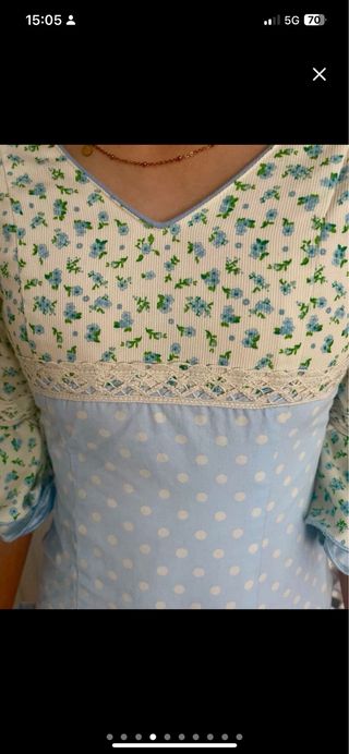 Traje Flamenca niña talla 8 - Azul y Verde