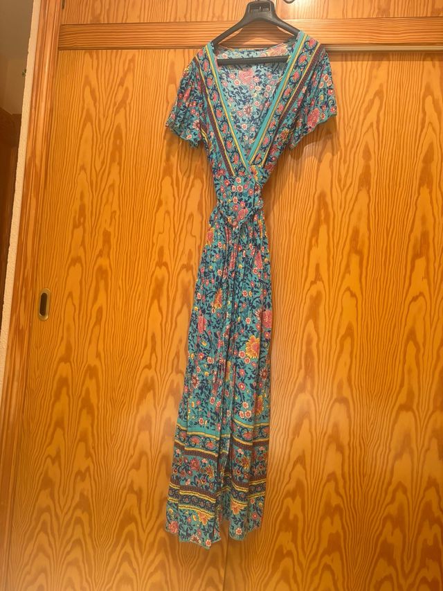 Vestido largo azul floral