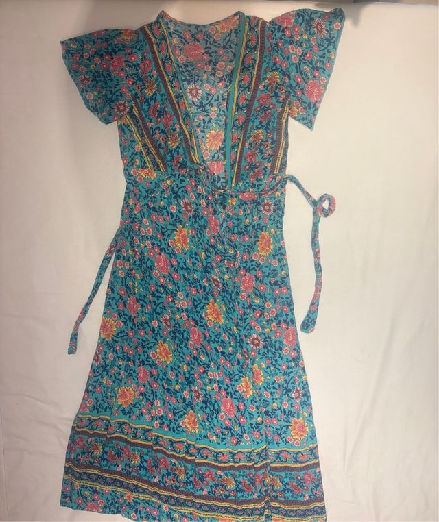 Vestido largo azul floral