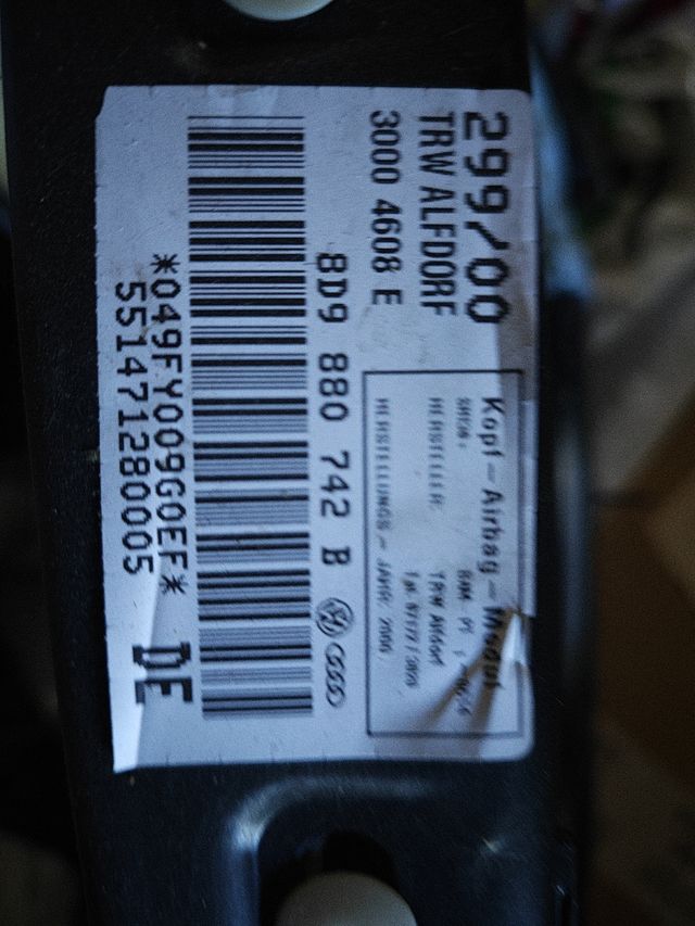 Airbags cortina Audi A4 B5