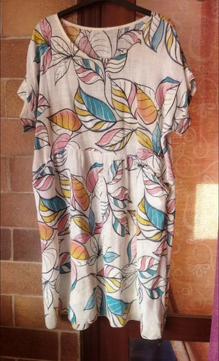 Vestido Blanco estampado hojas