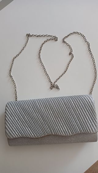 Bolso Fiesta Plata Brillante, 20*10 cm