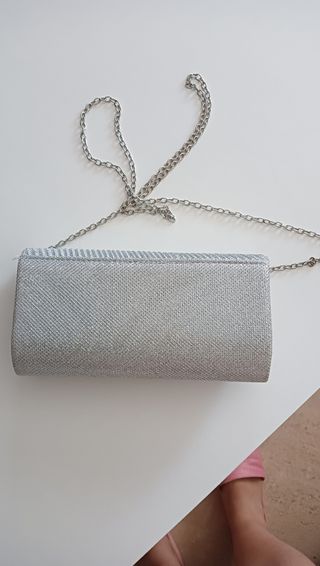 Bolso Fiesta Plata Brillante, 20*10 cm