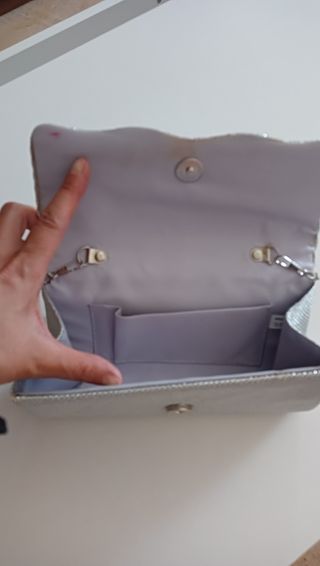 Bolso Fiesta Plata Brillante, 20*10 cm