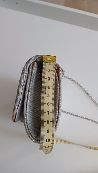 Bolso Fiesta Plata Brillante, 20*10 cm