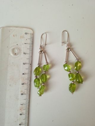 Pendientes largos plata-piedra verde