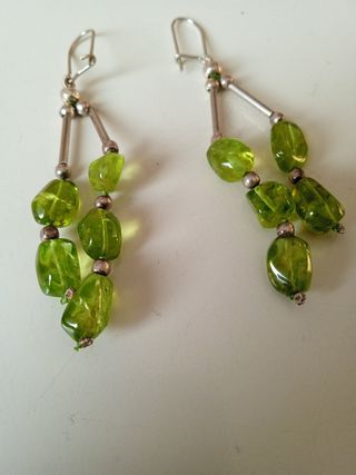 Pendientes largos plata-piedra verde