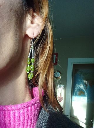 Pendientes largos plata-piedra verde