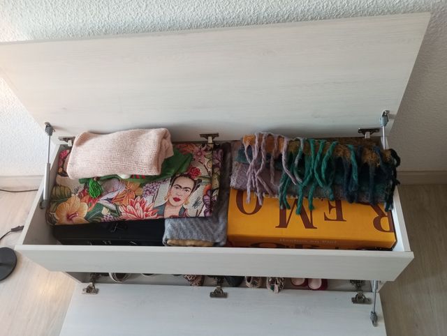 Zapatero banco beige - almacenaje