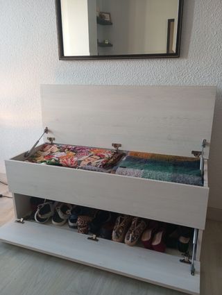 Zapatero banco beige - almacenaje